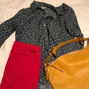 Loft blue floral shirt